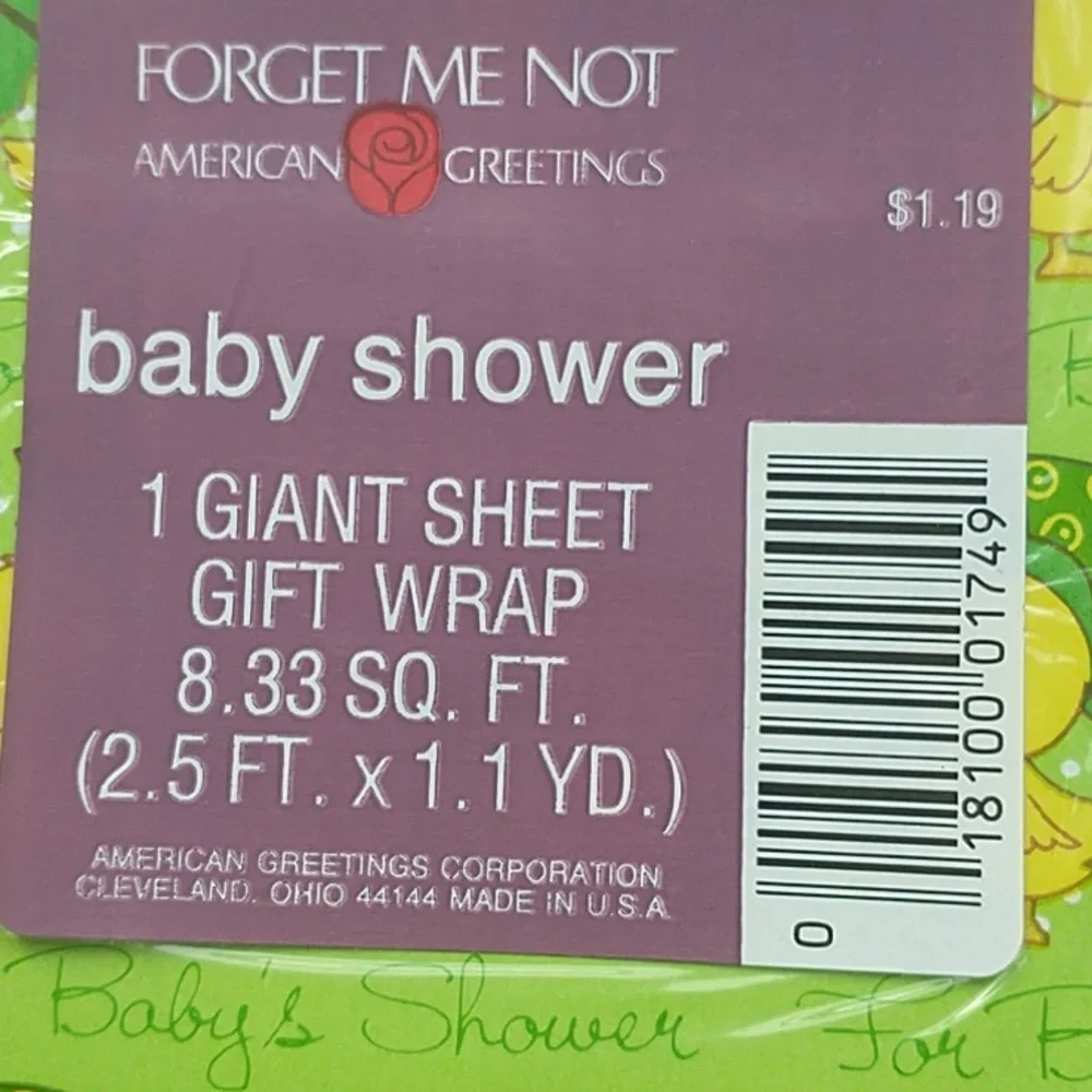 New in Plastic American Greetings Gift Wrap Baby Shower Duck Umbrella 4 Packs